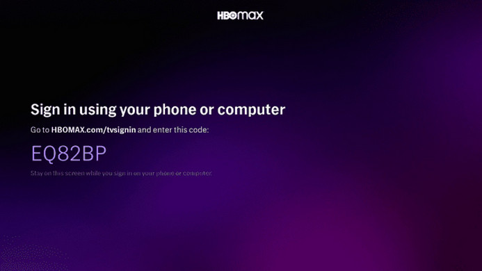 sign in code on tv