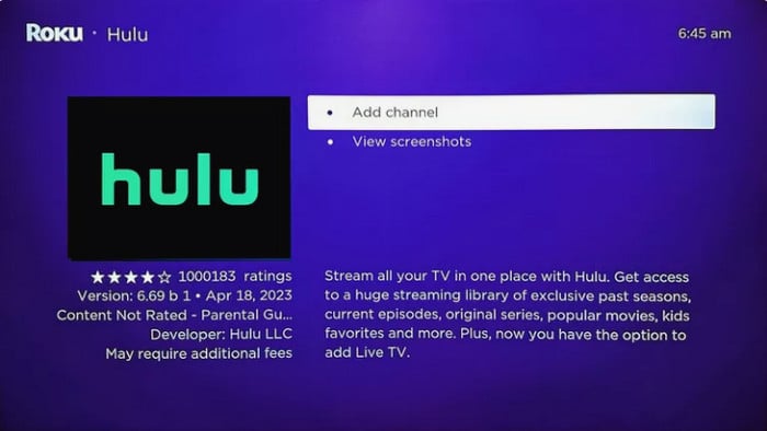 add hulu to roku