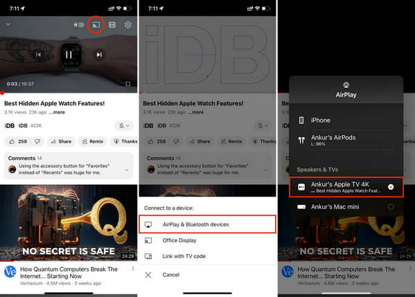 airplay youtube from iphone to apple tv