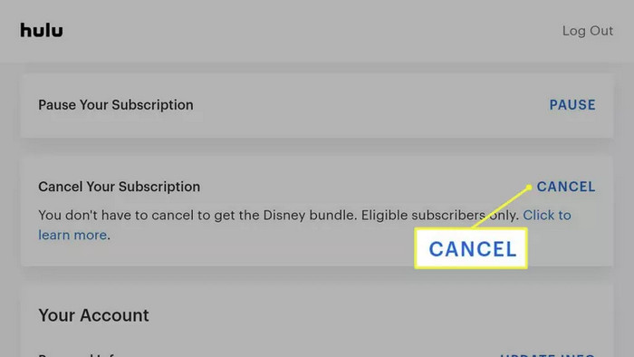 cancel hulu on android