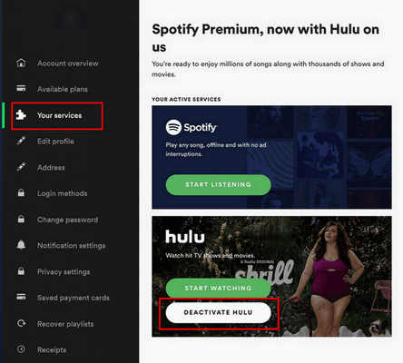 cancel hulu on spotify