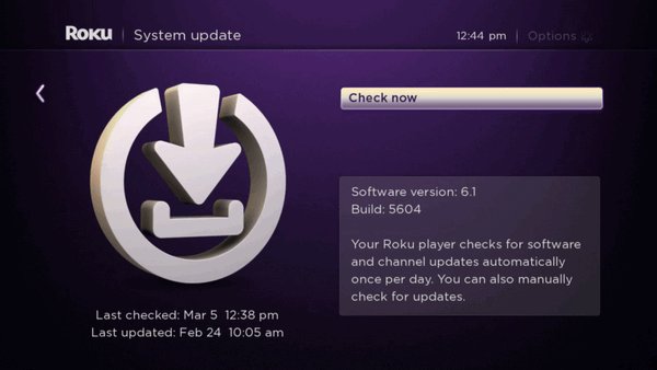 check for roku update