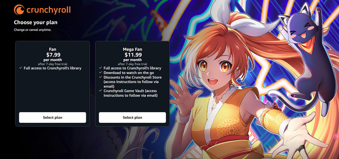 get crunchyroll free trial plan on amazon