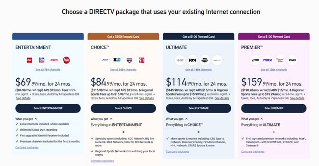 directv plan