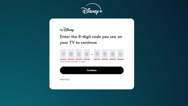 disney code not working