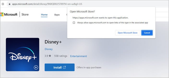 install disney+ app on windows