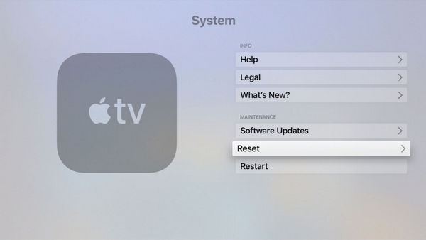 reset apple tv