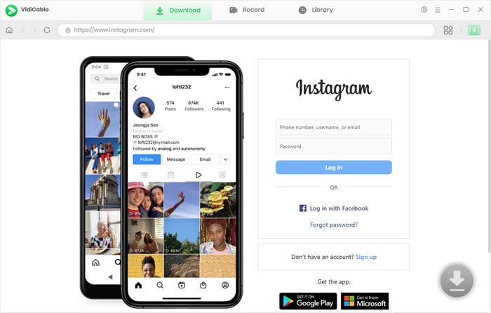 log in Instagram to download videos