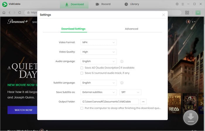 customize output settings