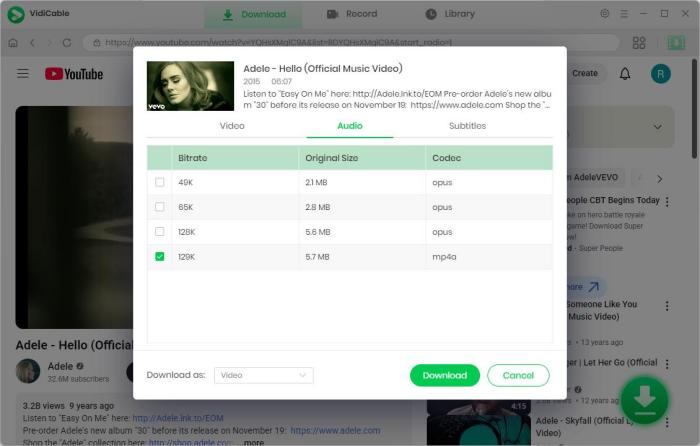how to download audio files from youtube